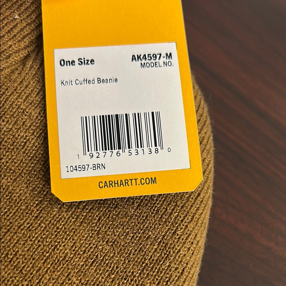 Carhartt Brown Knit Beanie with Cuffed Design - Picture 2 of 3
